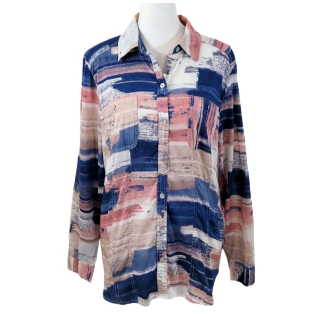 Chico's Top Button Front Multicolor Southwestern … - image 2